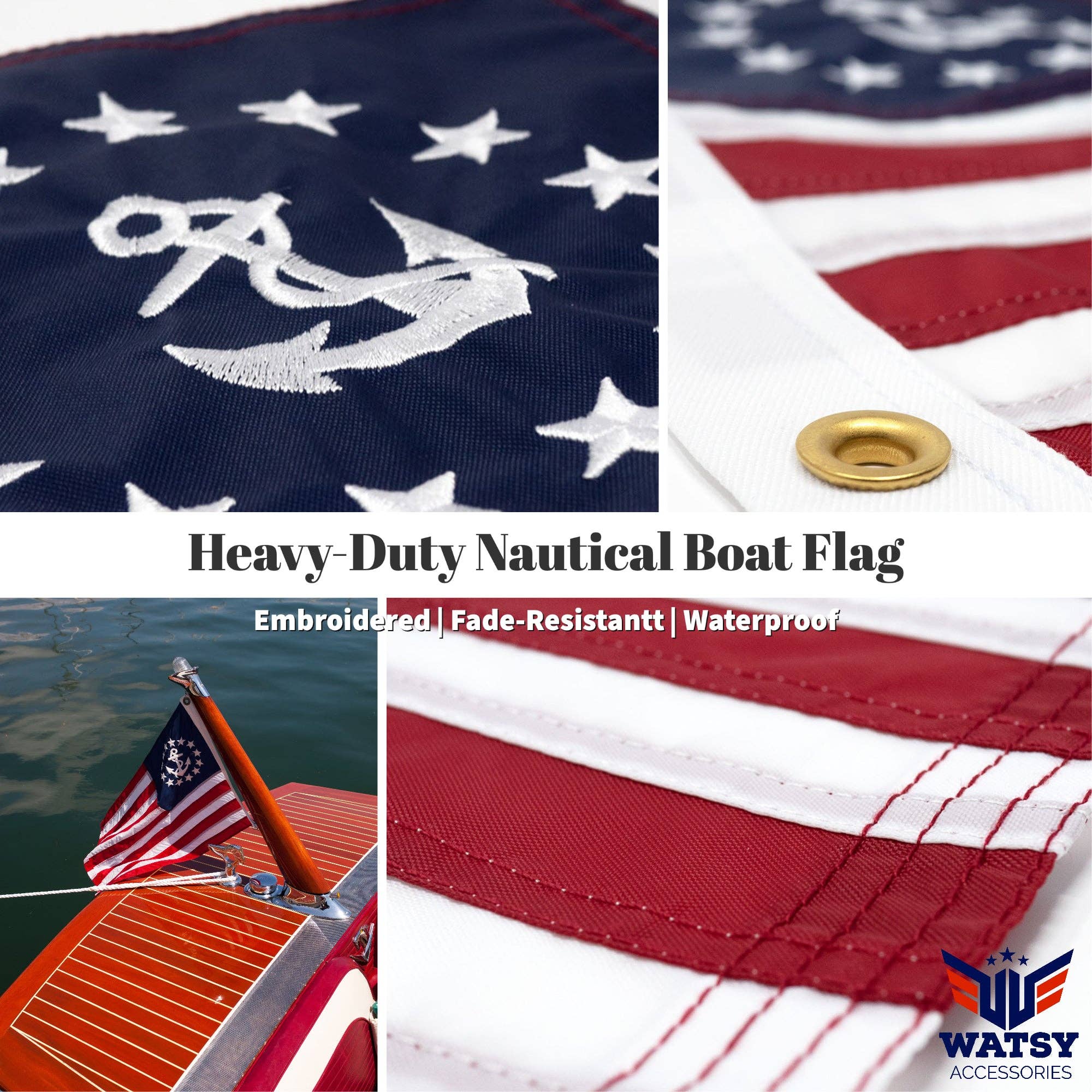 WATSY - Wholesale Flag - 12x18 in American US Yacht Ensign Boat Flag Nautical Cabin6