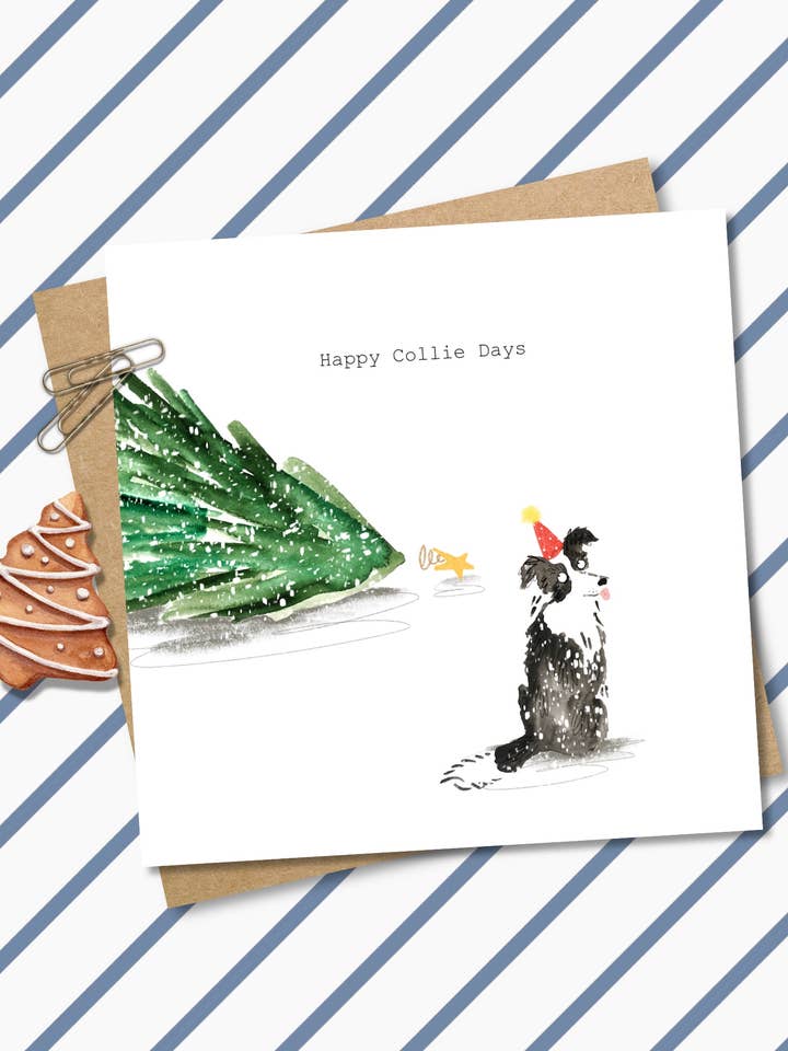 Happy Collie Days Christmas Card for wholesale by Pen and Gwyn