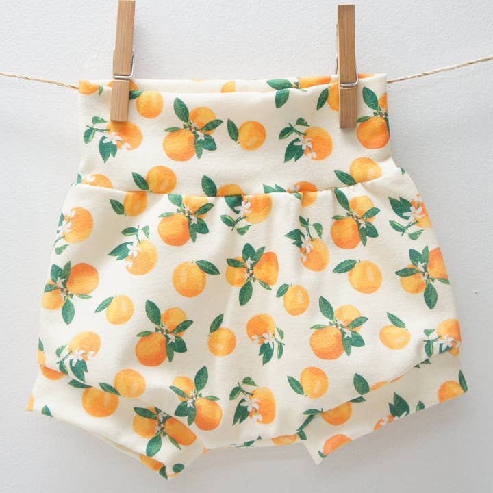 Shorties - Pantalones cortos de algodón y elastano para bebés/niños pequeños, color naranja para venta al por mayor de Willbirdbaby