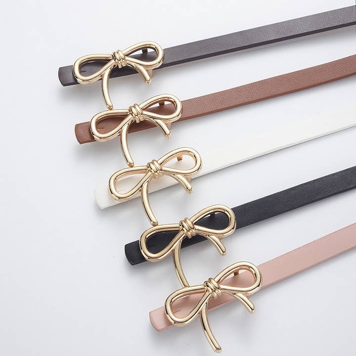 ACCITY - Wholesale Belt - Women's - Bow PU Leather Skinny Belt | Elegant Waist Cincher_CWABE0616