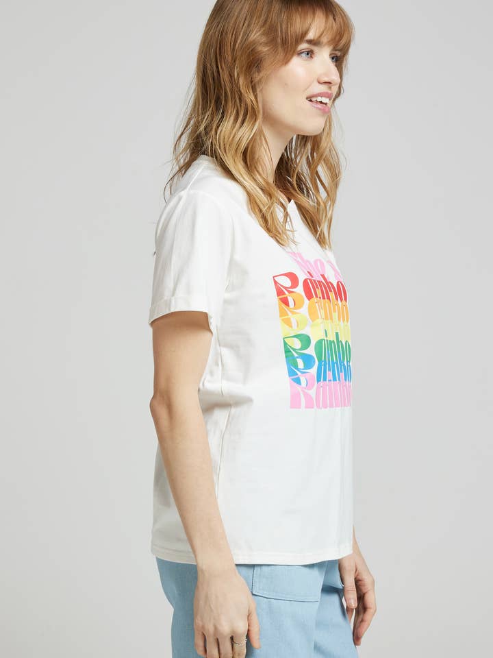 PRISM - “She's a rainbow” white cotton T-shirt for wholesale on Faire2