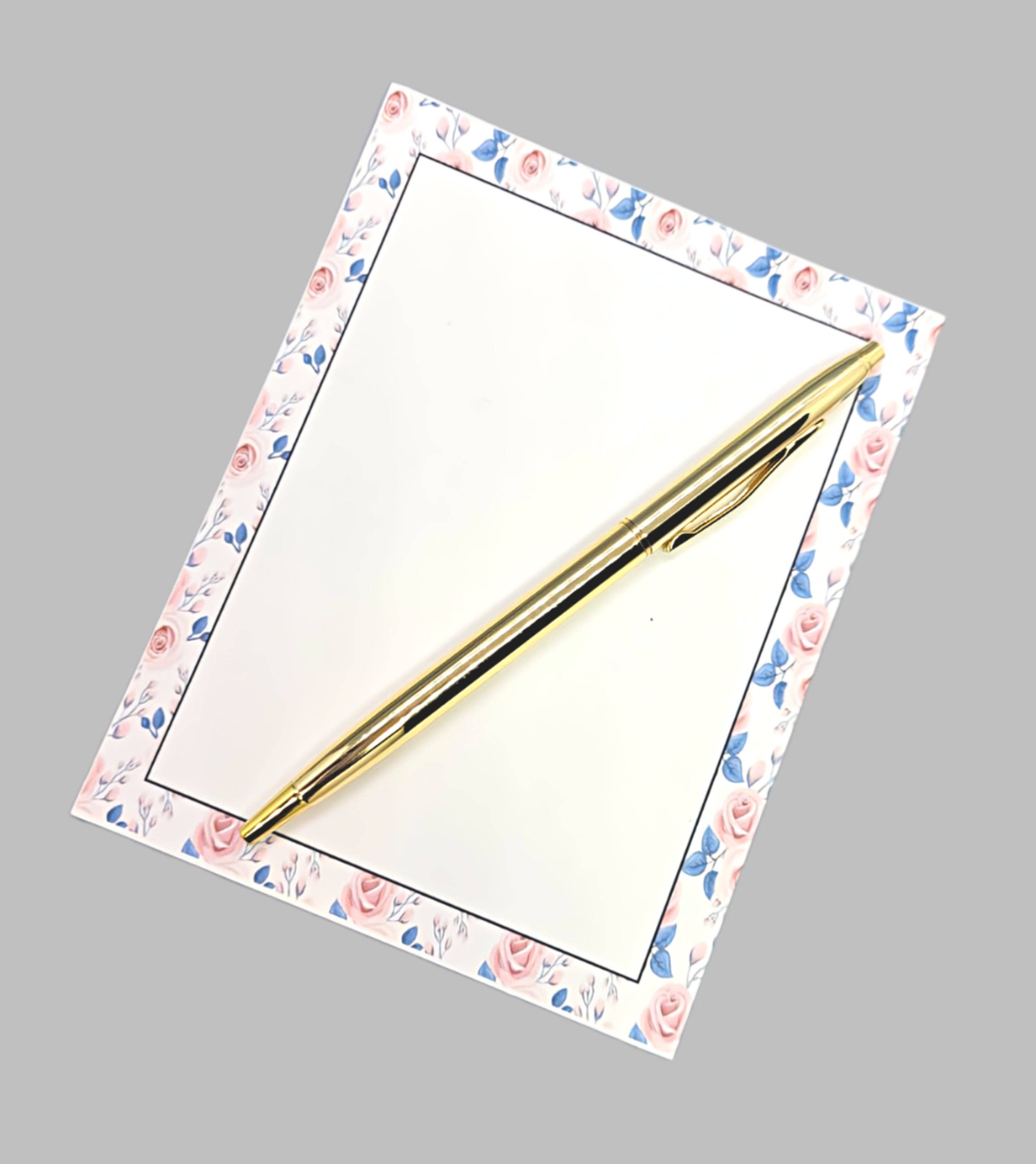 Chic Brico - Wholesale Stationery/Notecard Set - 42-Pc Stationery Gift Box Set w/Desk Organizer, Roses on Blu3