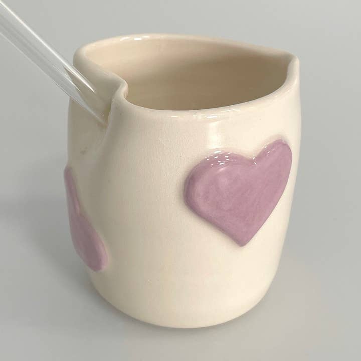 Heart XL Cup – Handmade Ceramic Mug with Relief Hearts 240ml for wholesale by Pipa and Happy