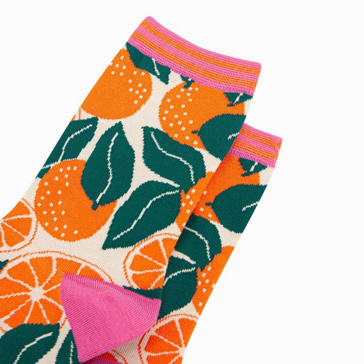 Sock Talk - Wholesale Socks - Women's - Women's Bamboo Socks - Cream, Orange Tree