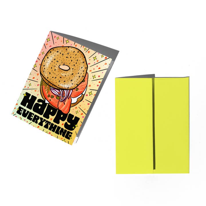 Boss Dotty Paper Co. - Wholesale Season's Greetings Card - Happy Everything Bagel Holiday Card1
