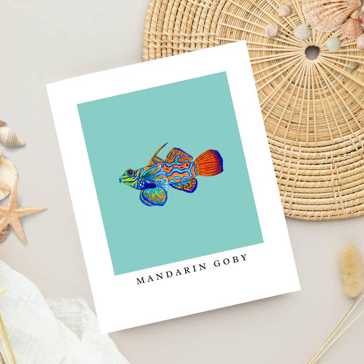 Mandarin Goby Minimalist Art Print, Coastal Beach Aesthetic for wholesale by Fins and Frags