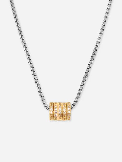 5 Ring -Necklace- stainless steel- 14K Two Tone and CZ for wholesale by HoopLa