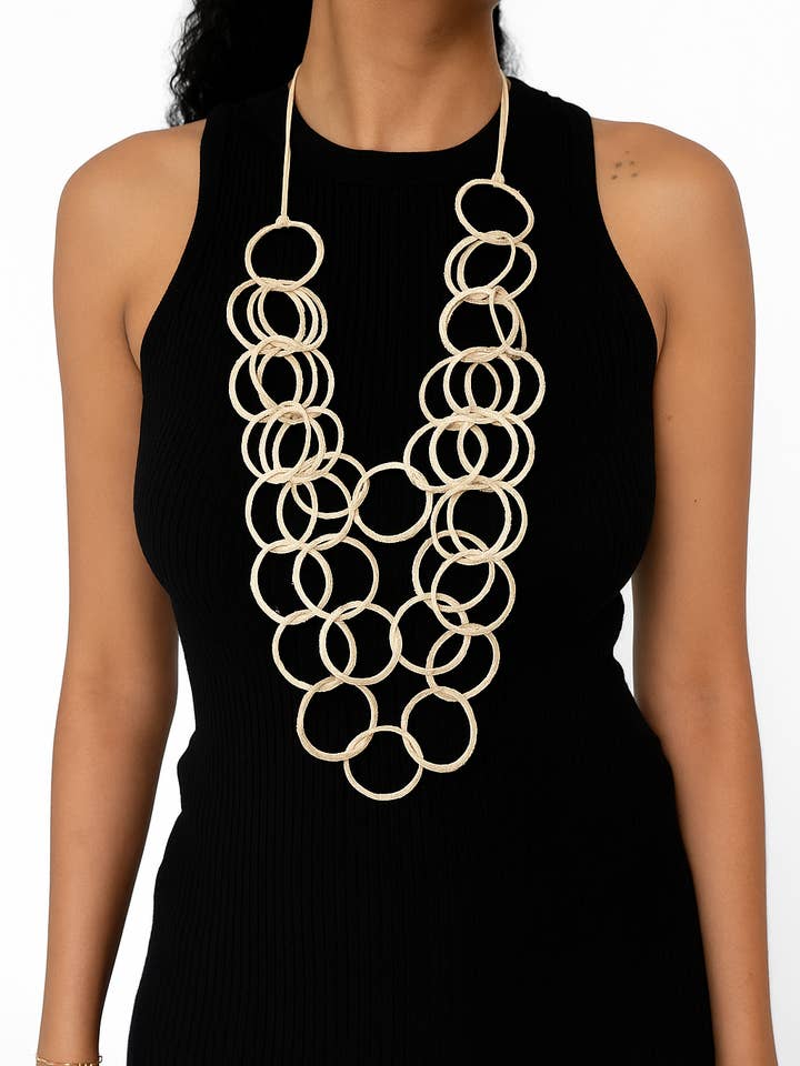 Interlocking Geometric Circles Necklace for wholesale by Ochabe