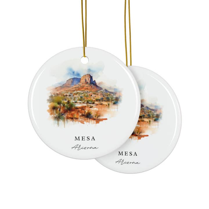 Premium Travel Art - Wholesale Ornament - Mesa Arizona Ornament | Durable Ceramic | 2.8 Inch3