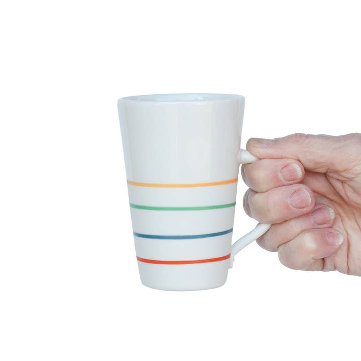 White porcelain tall mug | Ambit Rainbow collection for wholesale by Sue Ure Maison
