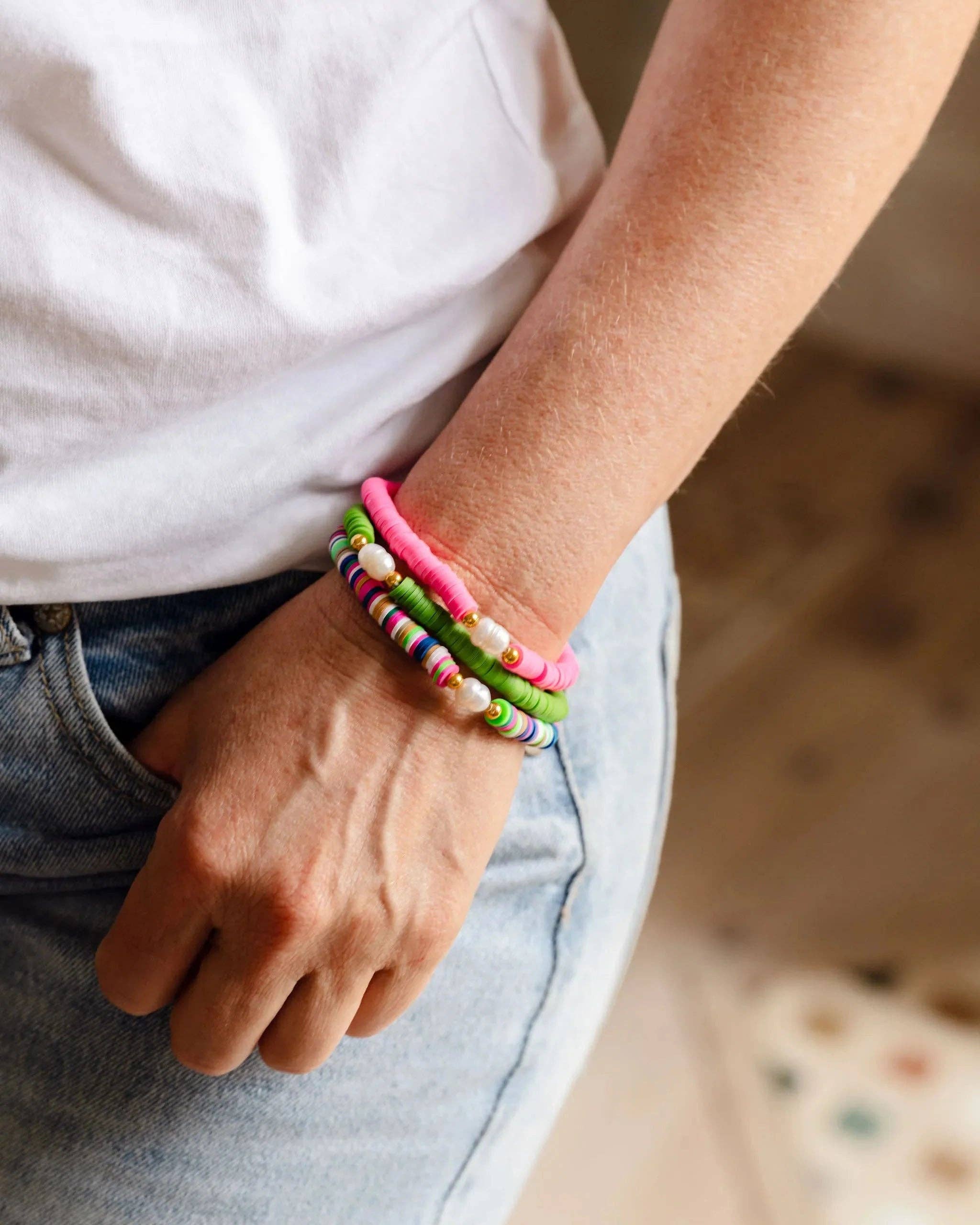 Greenwood Designs - Wholesale Beaded Bracelet - Pearl Pop Heishi Bead Bracelet30