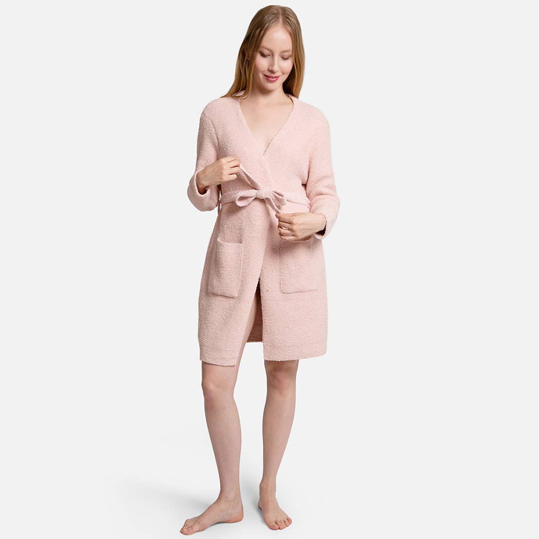 Fashion City - Venta al por mayor Bata - Mujer - Bata suave de color sólido con cara feliz15