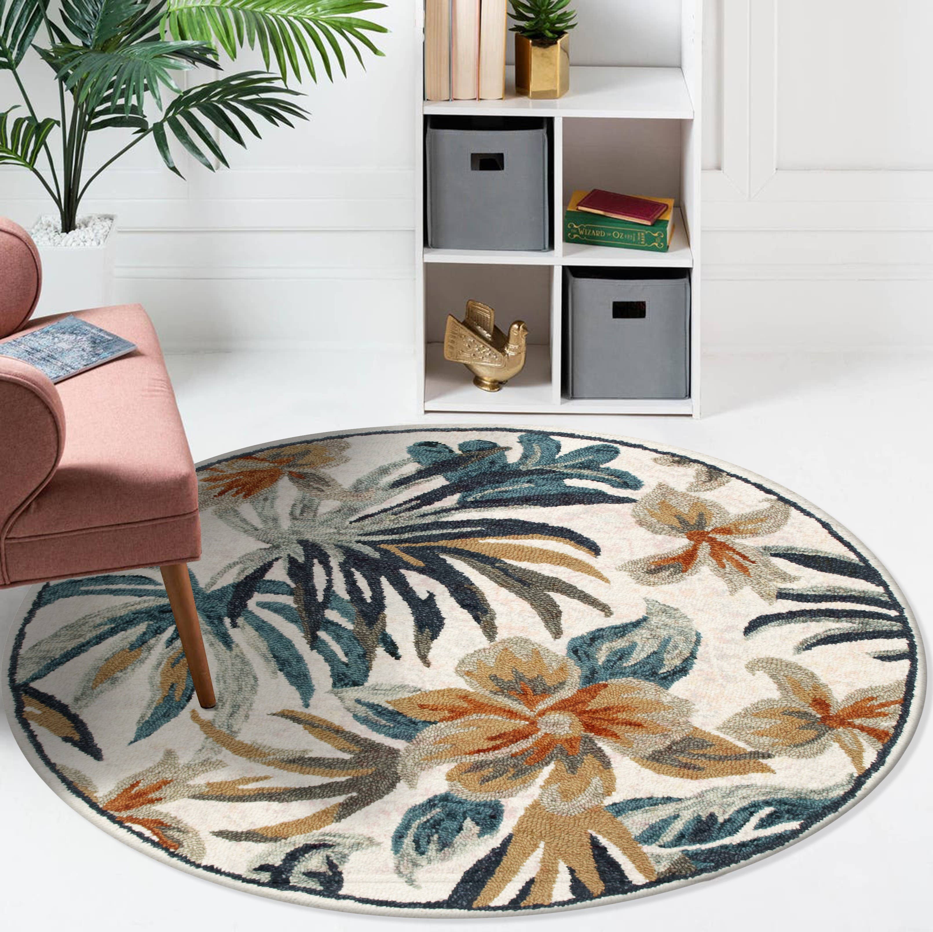 LR Home - Wholesale Area Rug - Raelyn Vintage Floral Hand-Tufted Wool Round Indoor Area Rug43