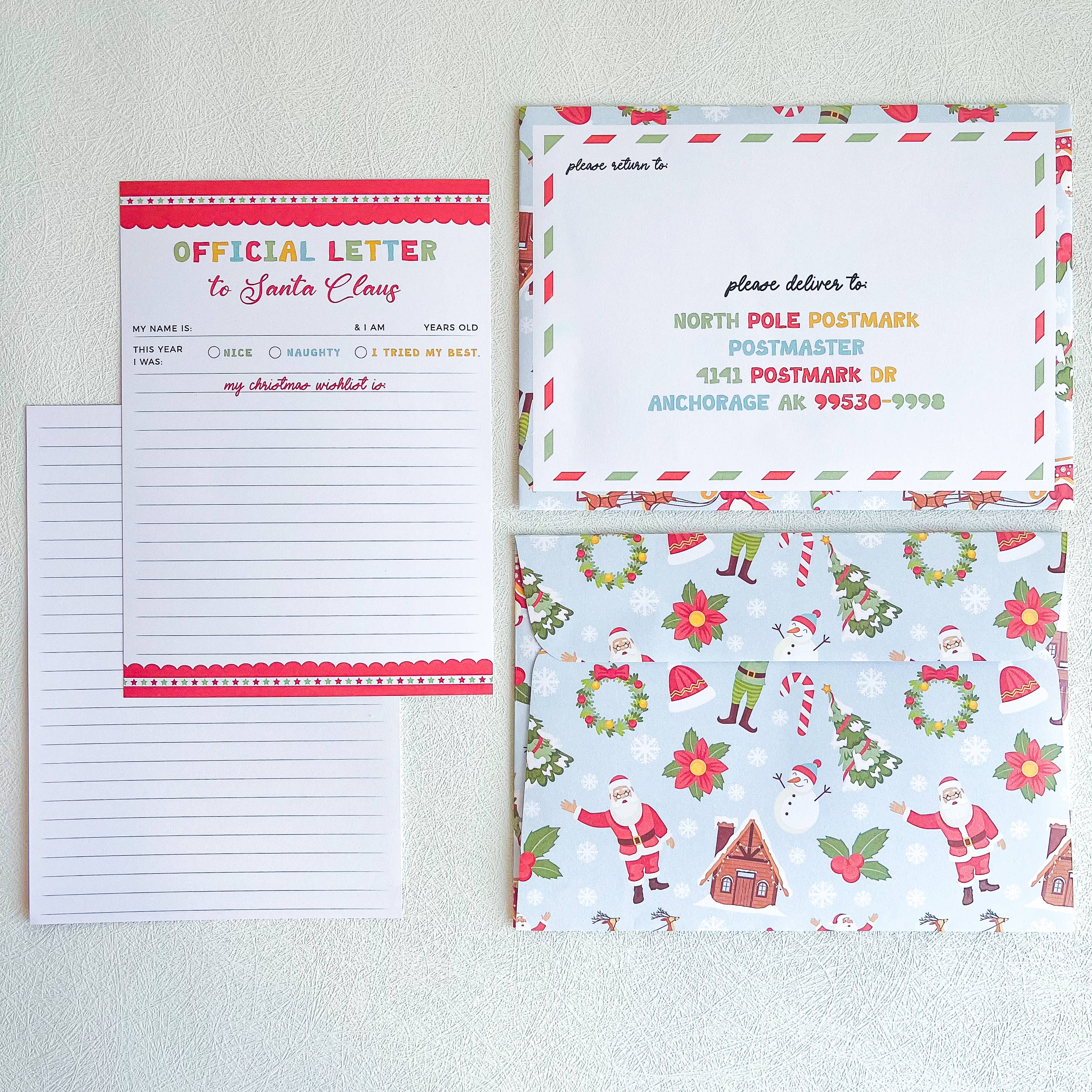 The Paxton Press - Wholesale Briefpapier/indexkaartenset - Santa Mail Kit - Schrijfpakket voor Kerstmis - Herontwerp 20241