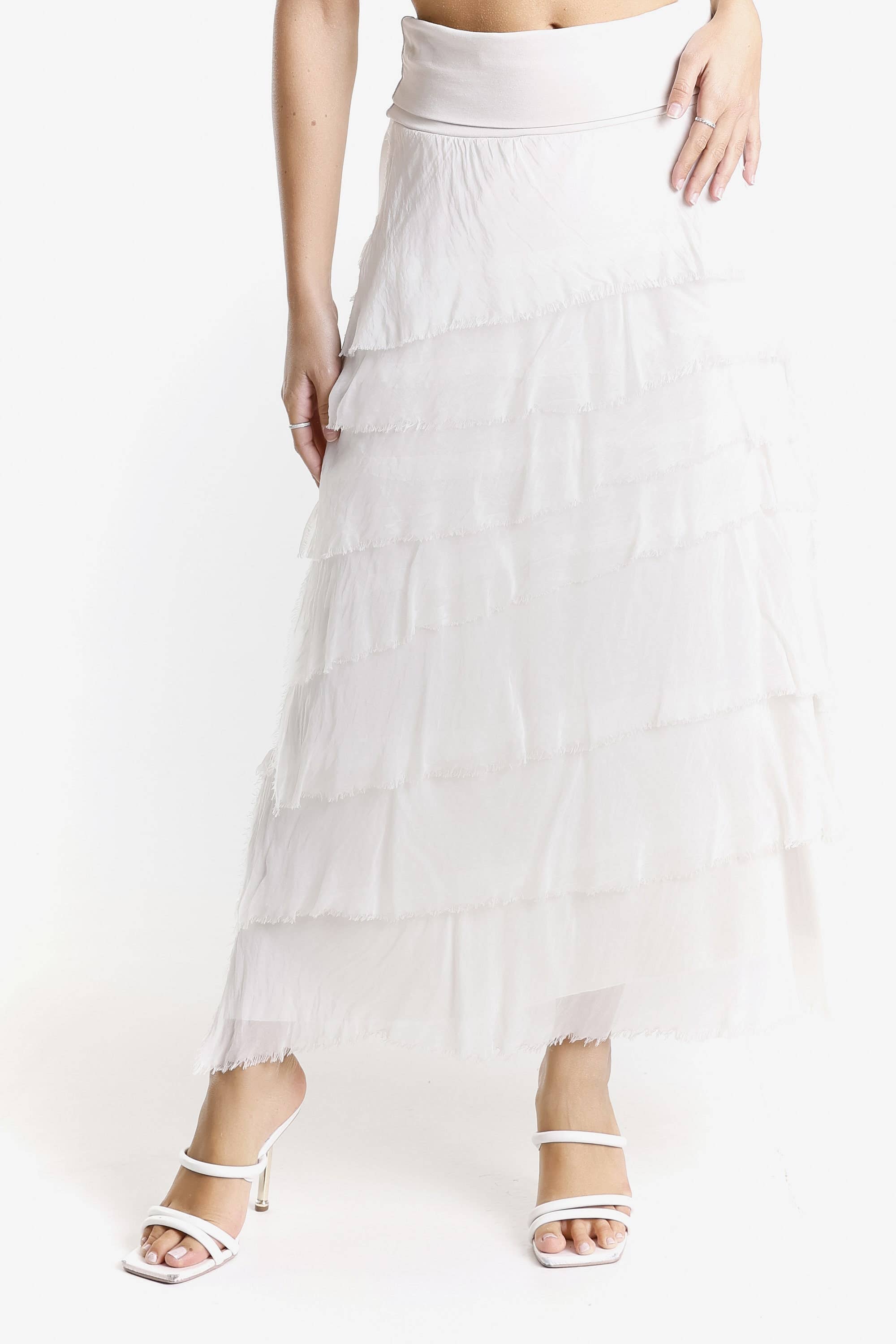 TINA Stephens Italy/Tees By Tina - Wholesale Skirt - Women's - Elisa Silk Ruffle Skirt (SL201)29