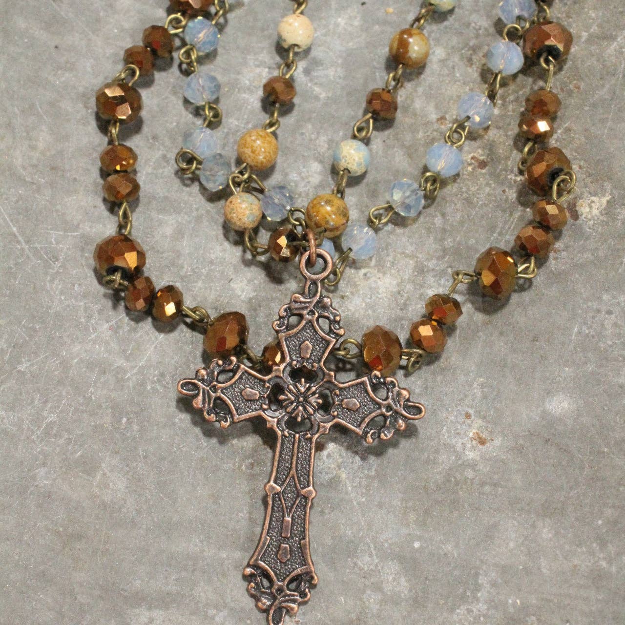 The Primitive Peddler, Inc. - Wholesale Pendant/Charm Necklace - Copper Cross & Stone Layered Necklace3