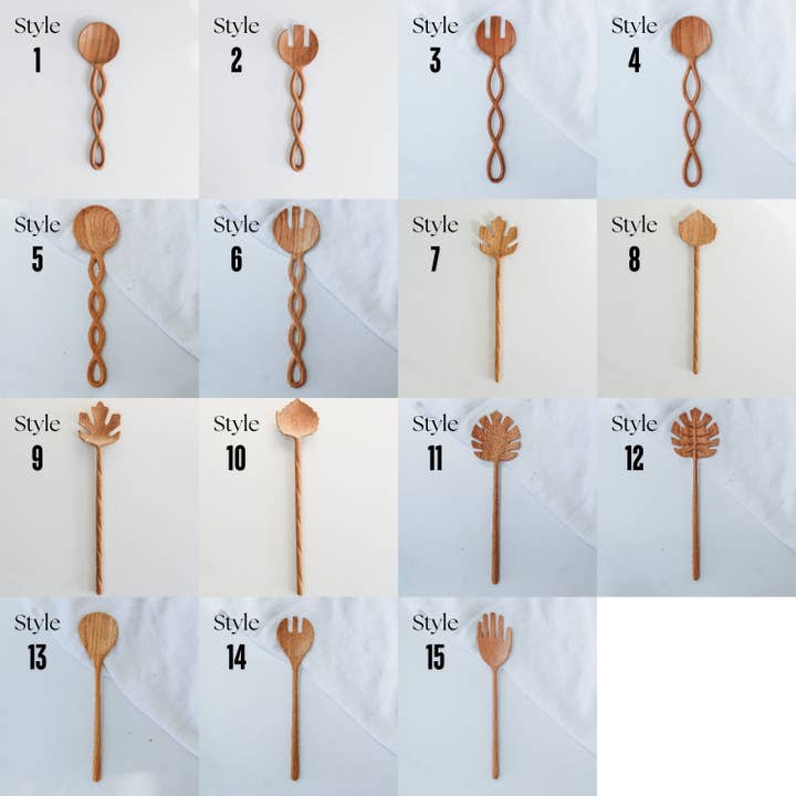 194 Craft House - Wholesale Serving Utensil - Wooden Salad Servers - Kitchen Serving Utensils