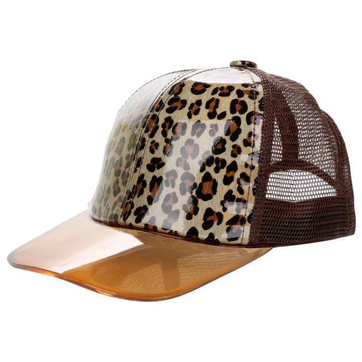 Marrón Gorra de Camionero con Visera Curva Transparente y Brillante de Leopardo de venta al por mayor en Faire