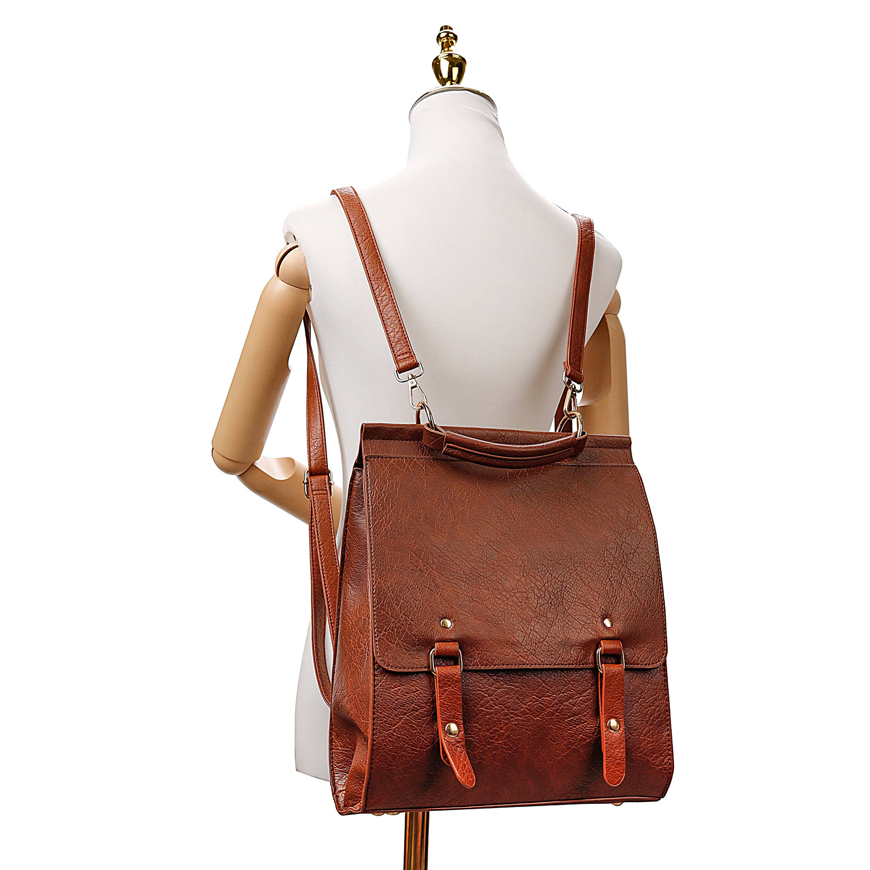 Superbia – wholesale Top handle bag – women's – Classic Two-toned Flap Over Backpack bag- 9356(Carla Range)1