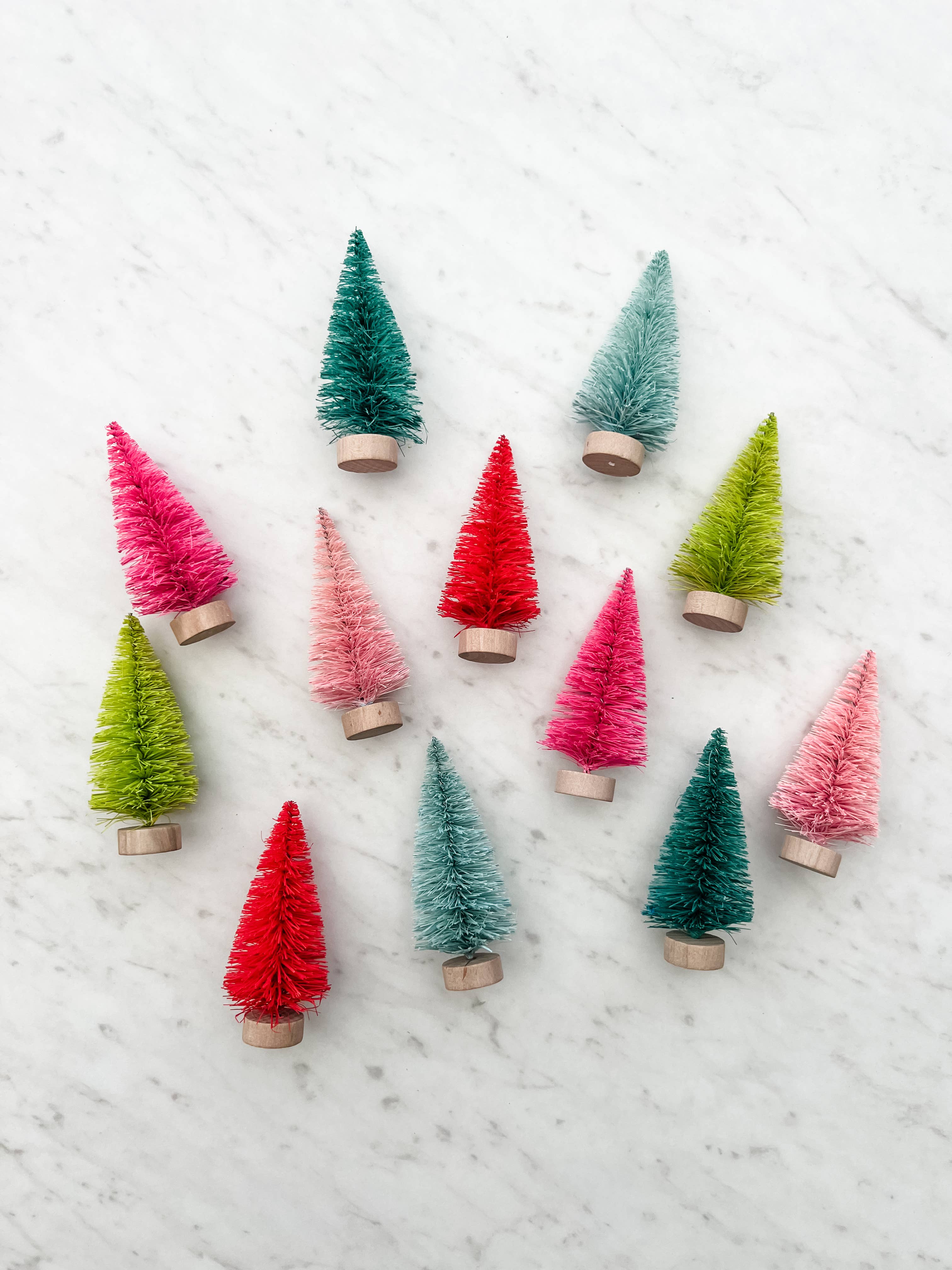 Trim & Twine - Wholesale Christmas Decoration - Colorful Mini Bottle Brush Trees - Set of 122