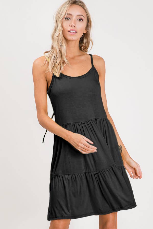 7th Ray – Engroshandel Kjole - Dame – Lagdelt Justerbar Snøret Ryg Blondeopbundet Flydende Mini Kjole D246920