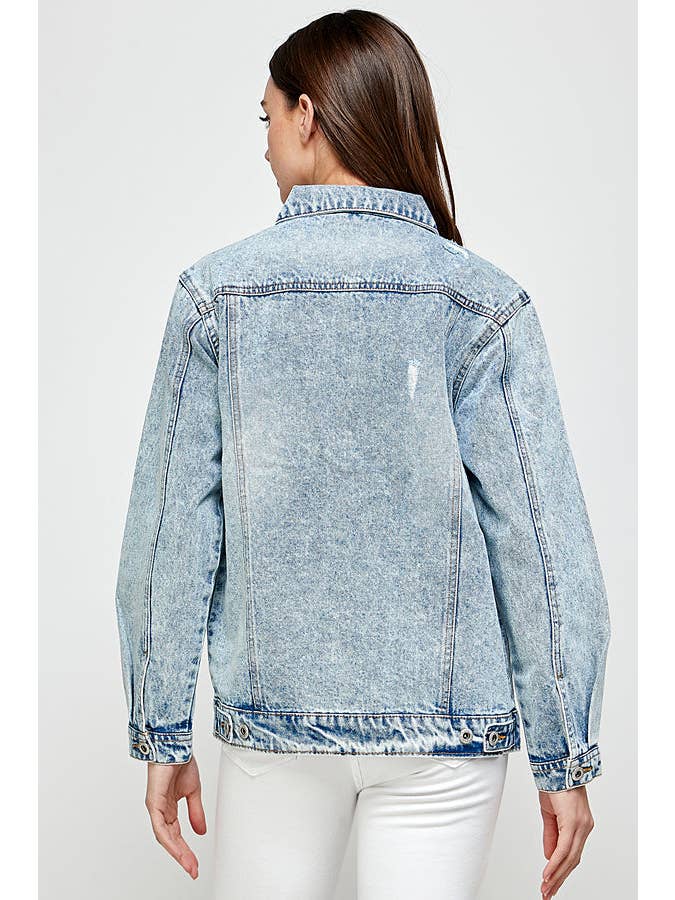 BLUE AGE – Großhandel Jeansjacke – Damen – Destroyed lässige Jeansjacke, JK-4031