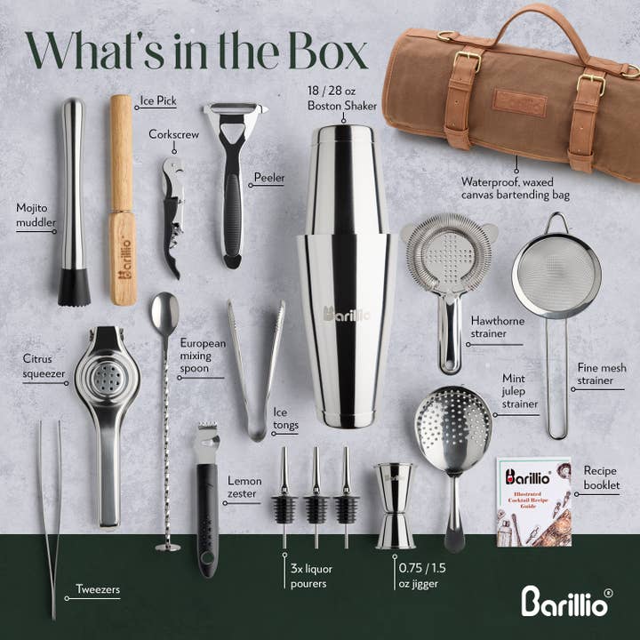 Barillio - Wholesale Bar Tool - Travel Bartender Kit With Canvas Bag4