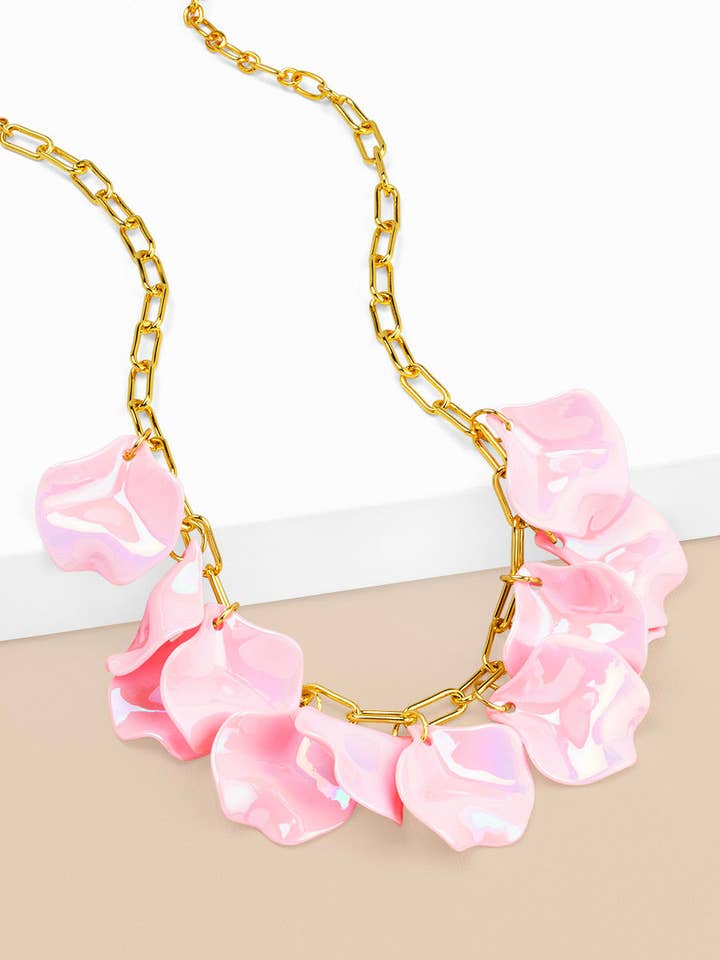 Iridescent Petal Cluster Collar Necklace for wholesale by ZENZII Jewelry