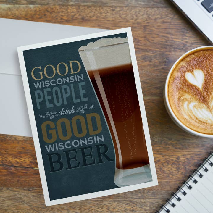 Lantern Press - Wholesale Everyday Greeting Card - Notecard 83645 Eau Claire Wisconsin Good People Drink Goo1
