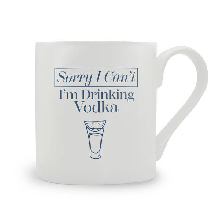 Desculpa, não posso, estou a beber vodka — caneca de porcelana bone china por atacado de Stubbs Mugs