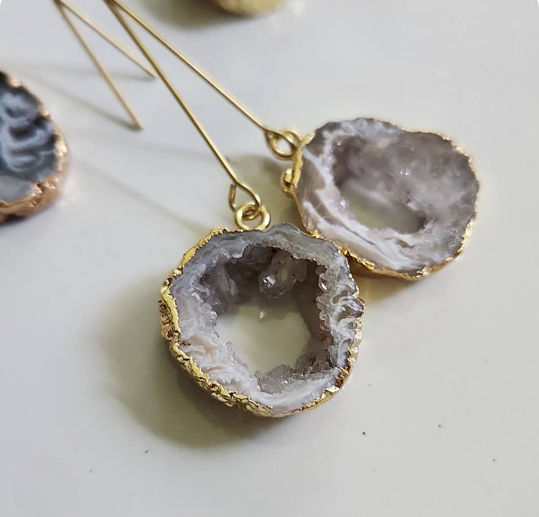 Sara Sela Jewelry - Wholesale Dangle Earrings - Gold Plated Agate/Druzy Dangle and Drop Earrings2