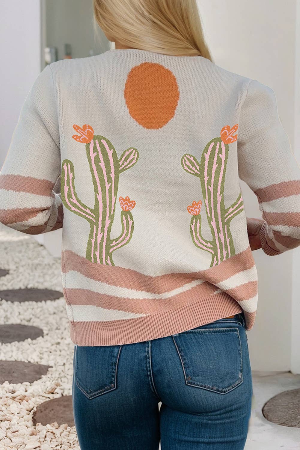 Apricot  LDC Cowgirl Fashion Cactus Sweater Cardigan for wholesale on Faire1