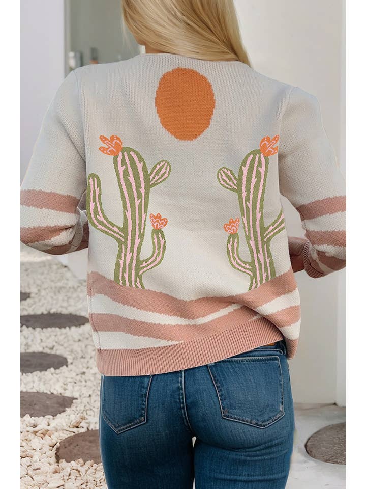 Apricot LDC Cowgirl Fashion Cactus Sweater Cardigan for wholesale on Faire1