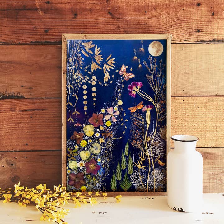 Nature Inspired Floral Print, Original Art, Fairy Garden Art for wholesale by Manda Marble LLC