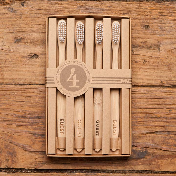 Set of Four Bamboo Toothbrushes - Guest for wholesale by Atlantic Folk