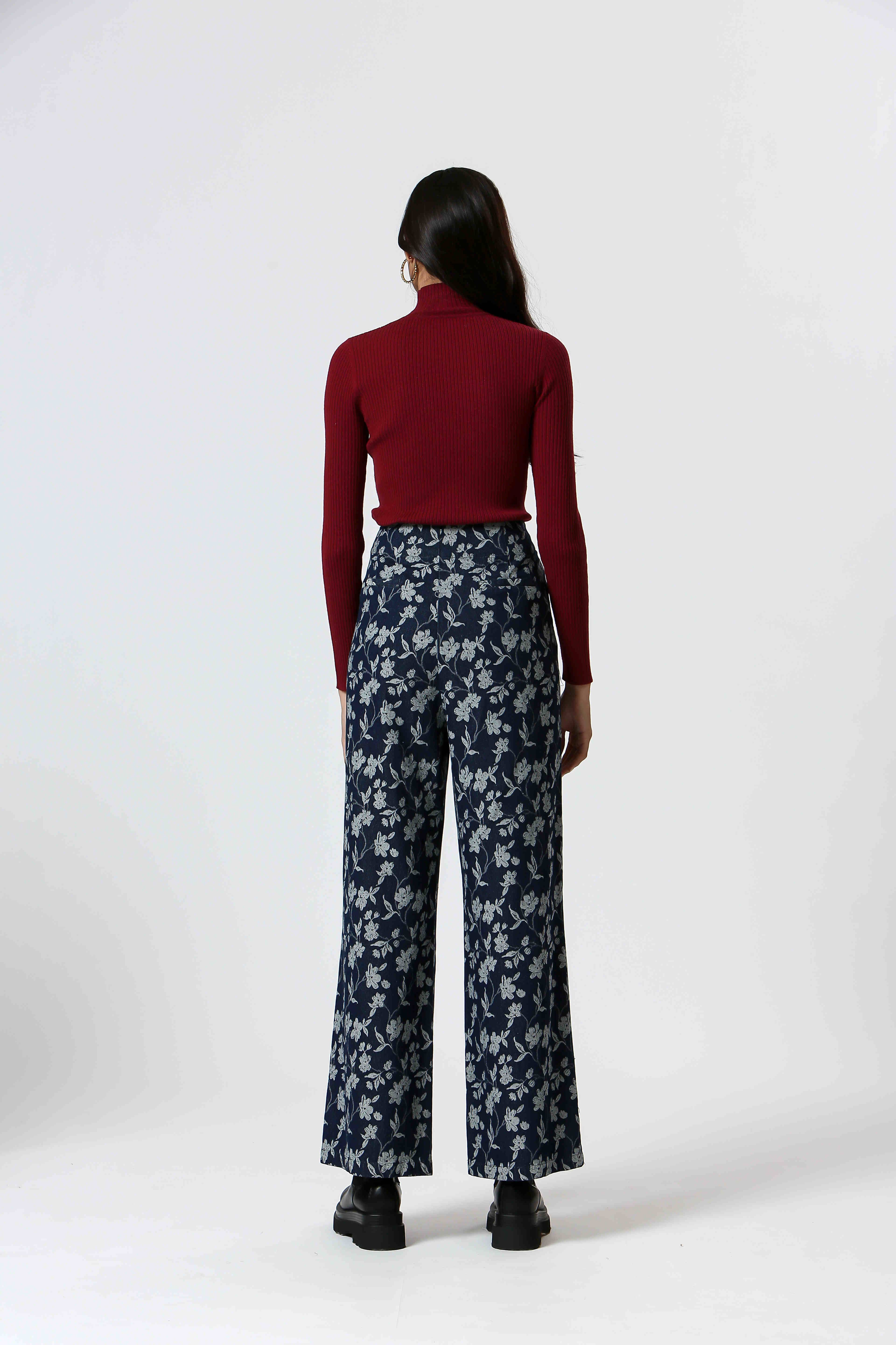 NAVY TK24249142 - Ladies Floral Print Wide Leg Pants for wholesale on Faire4