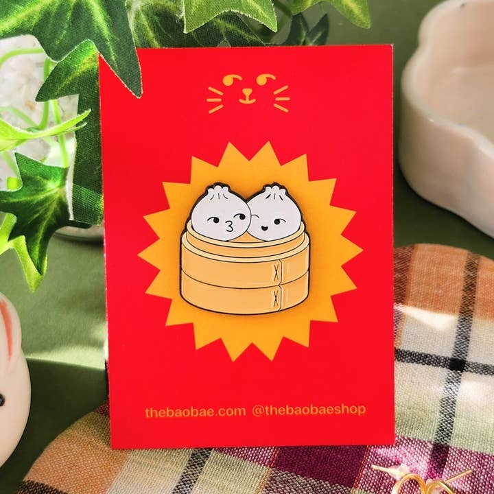 Bao Buddies Dumpling Steamer Enamel Pin for wholesale by The Bao Bae