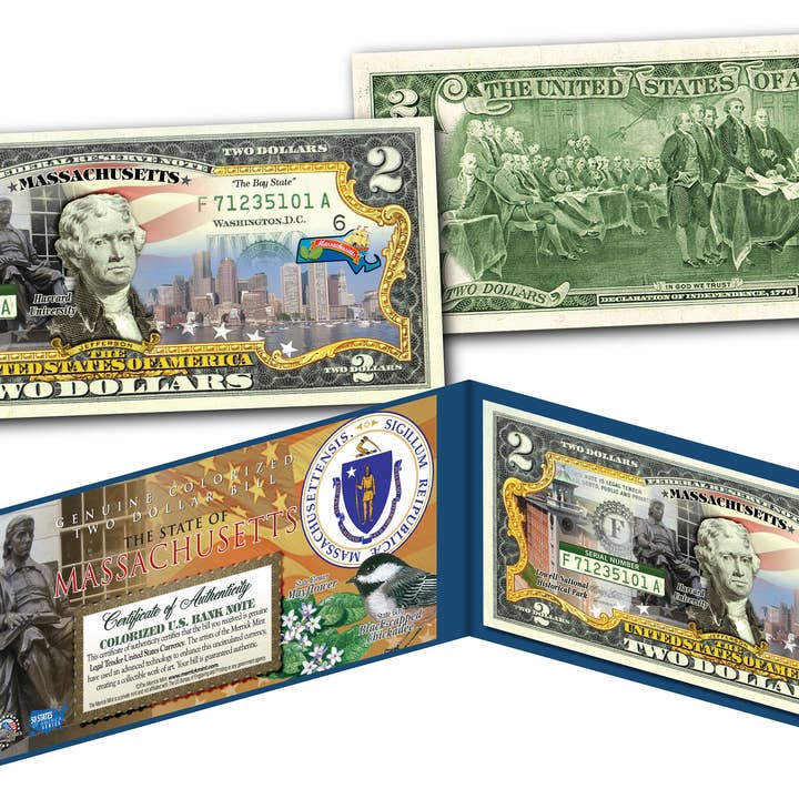 Massachusetts Through New Jersey - Choose Your State Parks Beautiful Collectible Genuine U.S. Currency 2.00 Bill - Ships Fast & Free To U.S. for wholesale by The Merrick Mint