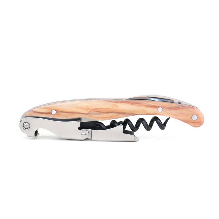 Vincere Waiters Style Corkscrew - Olive wood for wholesale by VINOTIVE