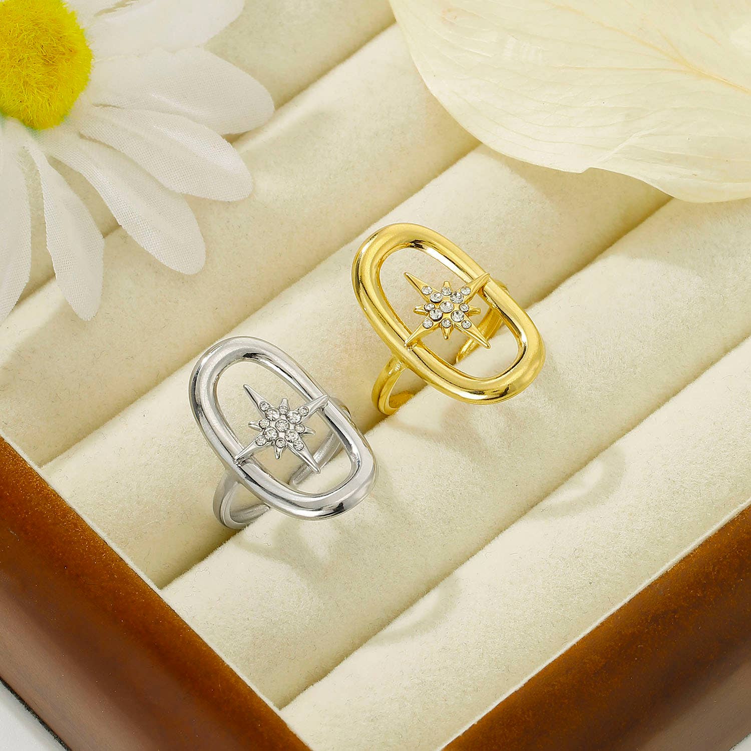 Kapyco - Vendita all'ingrosso Anelli multipietra - Anello stella del nord in acciaio inossidabile - BG3102572