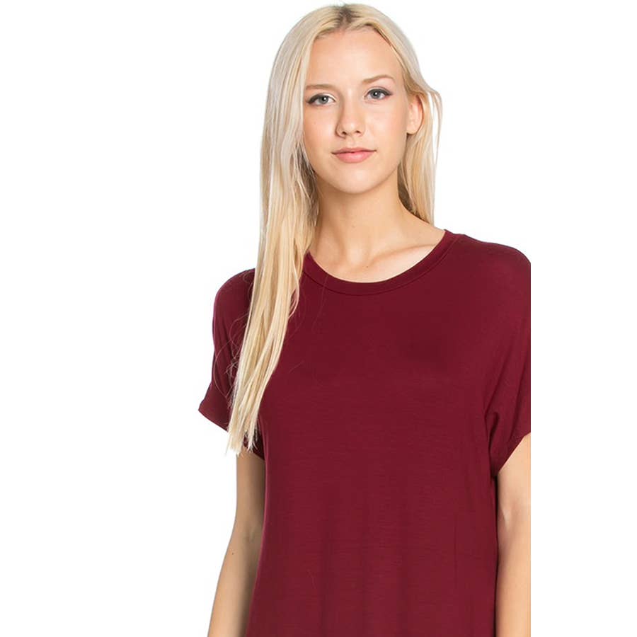 Azules Clothing - Wholesale Dress - Women's - ADM-8252RS Loose fit Crew Neck Hem Midi Dress34