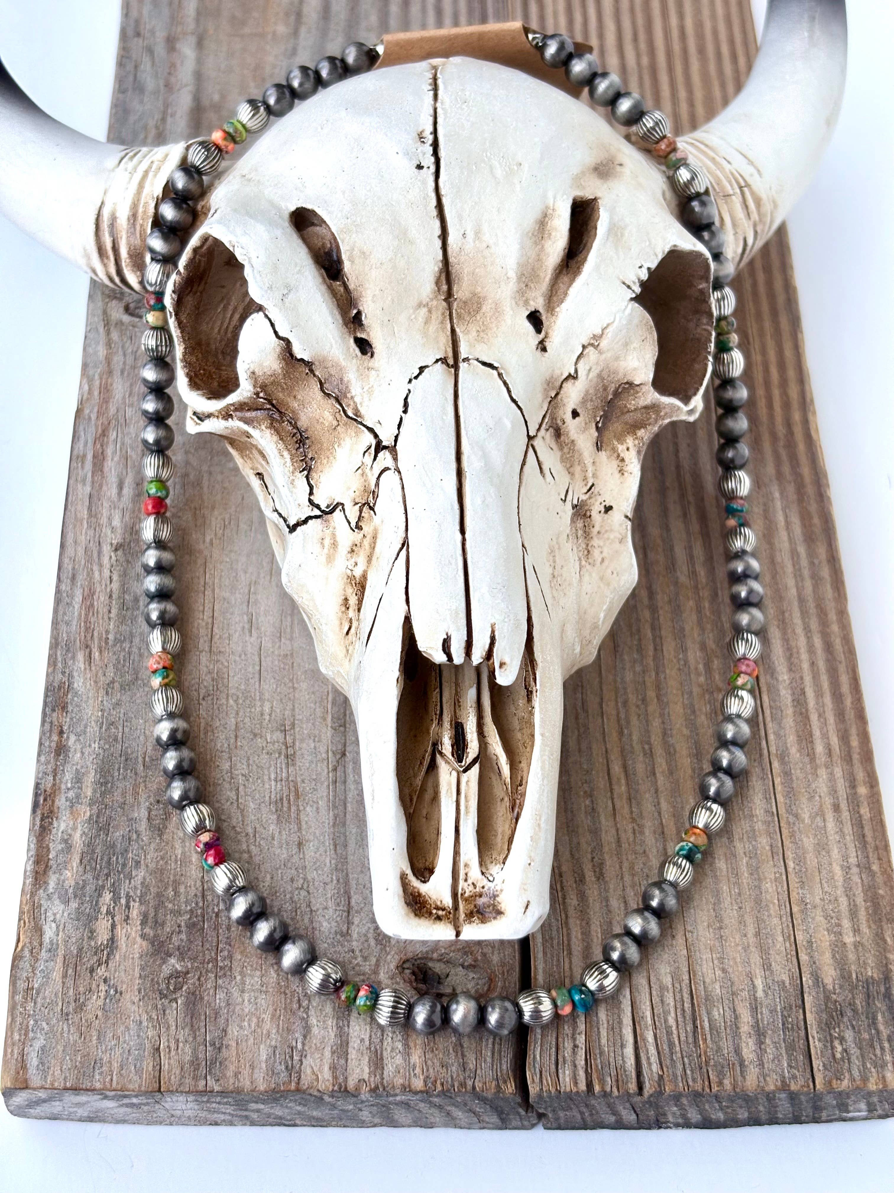 Boho Ranch Shop - Wholesale Beaded/Pearl Necklace - Western Style Navajo Pearl & Stone Bead Necklace2