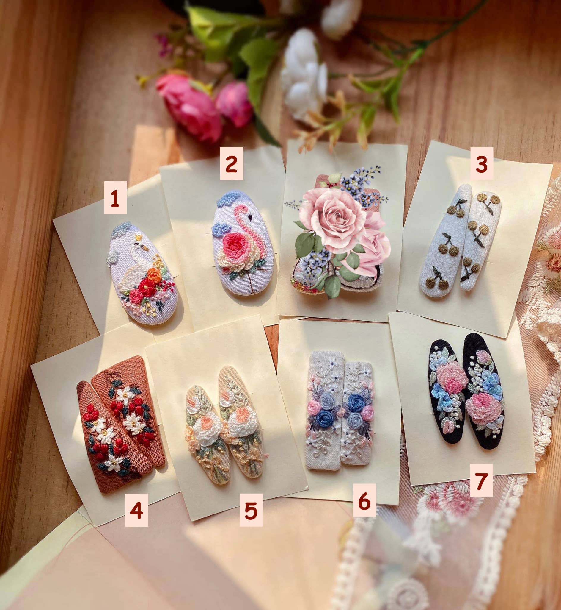 Quince Fables - Wholesale Barrette - Women's - 3D Floral Embroidered Hair Barrette, Kylie Collection7