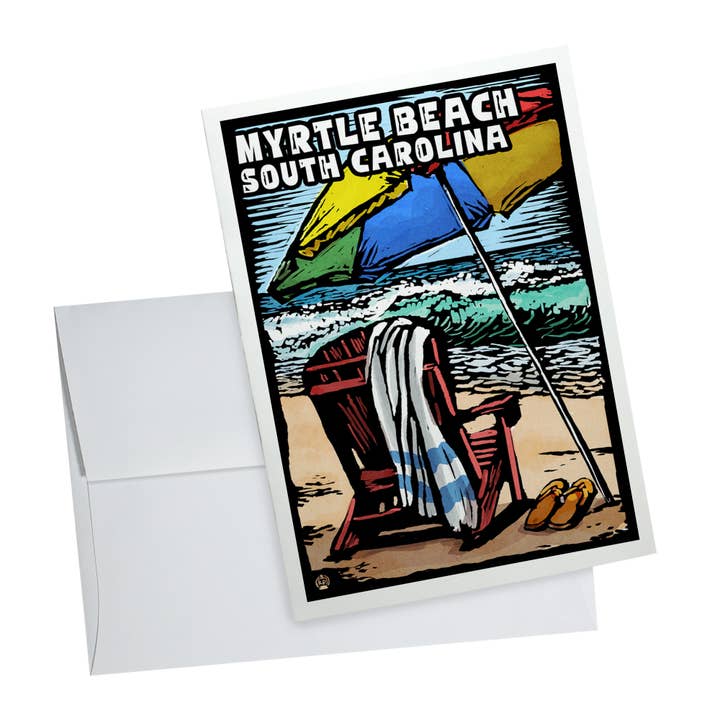 Notecard 51906 Sedia da spiaggia Myrtle Beach South Carolina Sc per la vendita all'ingrosso da parte di Lantern Press