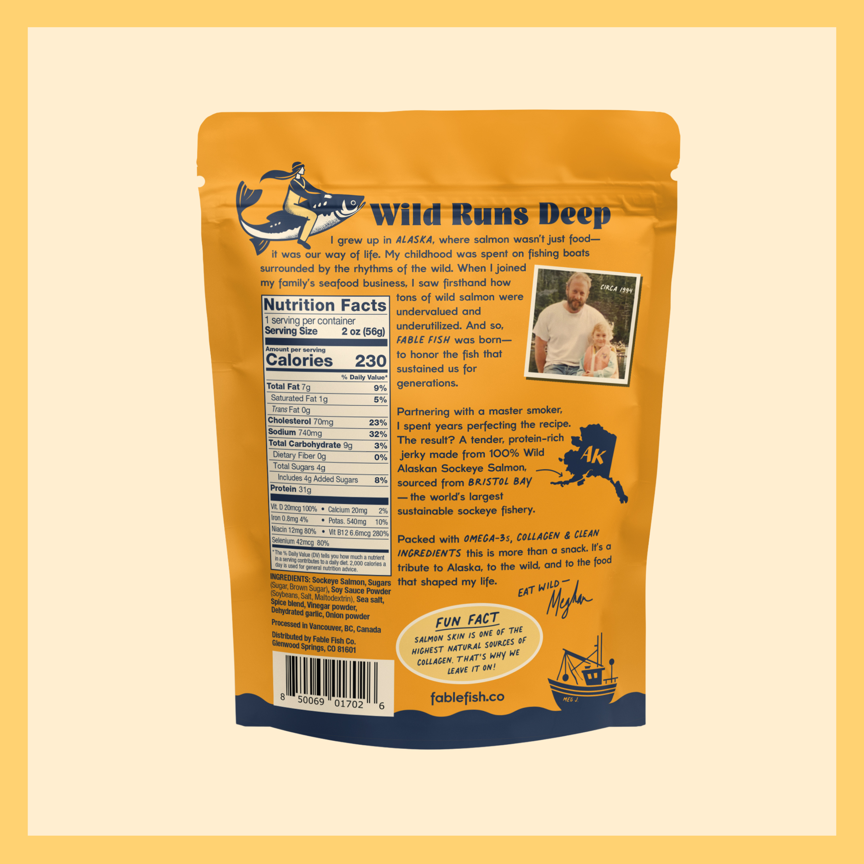 Fable Fish Company - Wholesale Jerky - Teriyaki Wild Alaskan Sockeye Salmon Jerky (in a Caddy)1