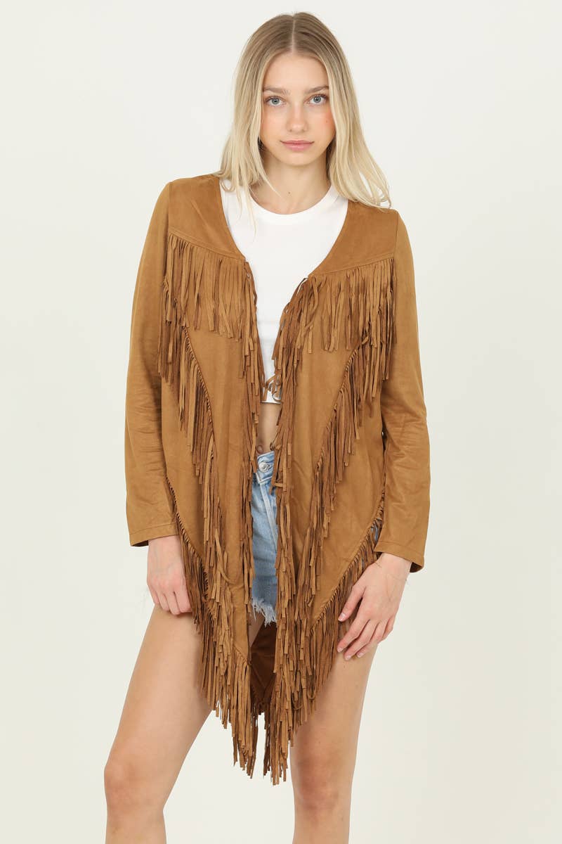 ANGIE - Wholesale Jacket - Women's - SJ598-ASIS FAUX SUEDE FRINGE DETAIL JACKET7