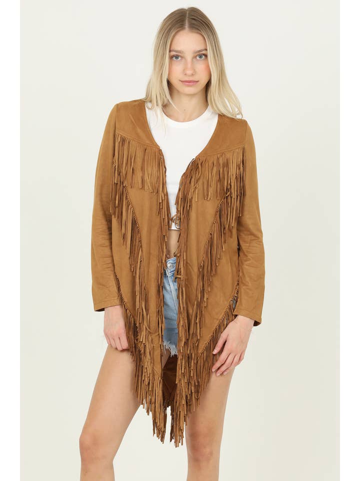 ANGIE - Wholesale Jacket - Women's - SJ598-ASIS FAUX SUEDE FRINGE DETAIL JACKET17