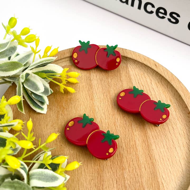 Acetate Tomato Hair Clip,Acetate Vegetable Duckbill Clip for wholesale by TheDivaSoap