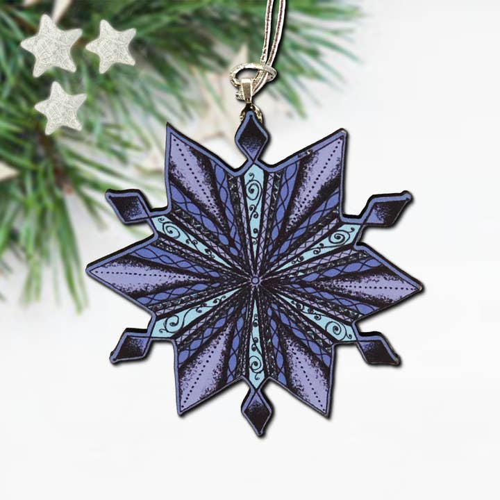 Blue Snowflake Ornament, Snowflake Gift Tag for wholesale by Katekreates
