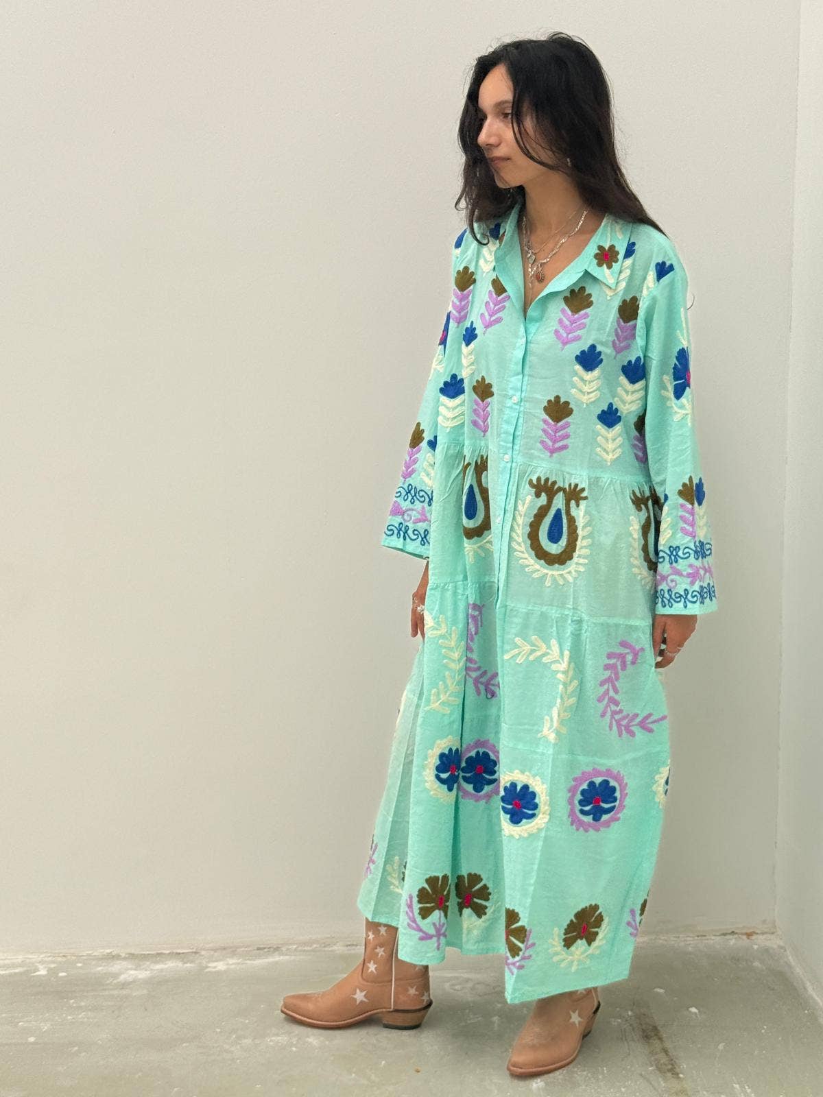 ToutVintage - Wholesale Dress - Women's - Borduurjurk lichtgroen7